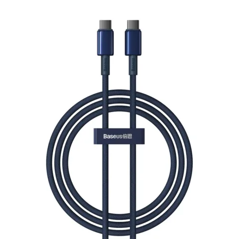 Baseus Tungsten Gold gyorstöltő és adatkábel USB-C - USB-C, 100W, 2m, sötétkék