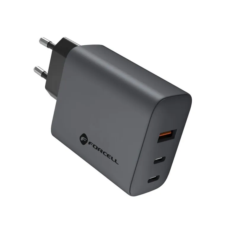 Forcell F-Energy VT-42B GaN hálózati gyorstöltő – 65W, 2× USB-C + USB-A, PD, QC 4.0, Samsung SFC 2.0