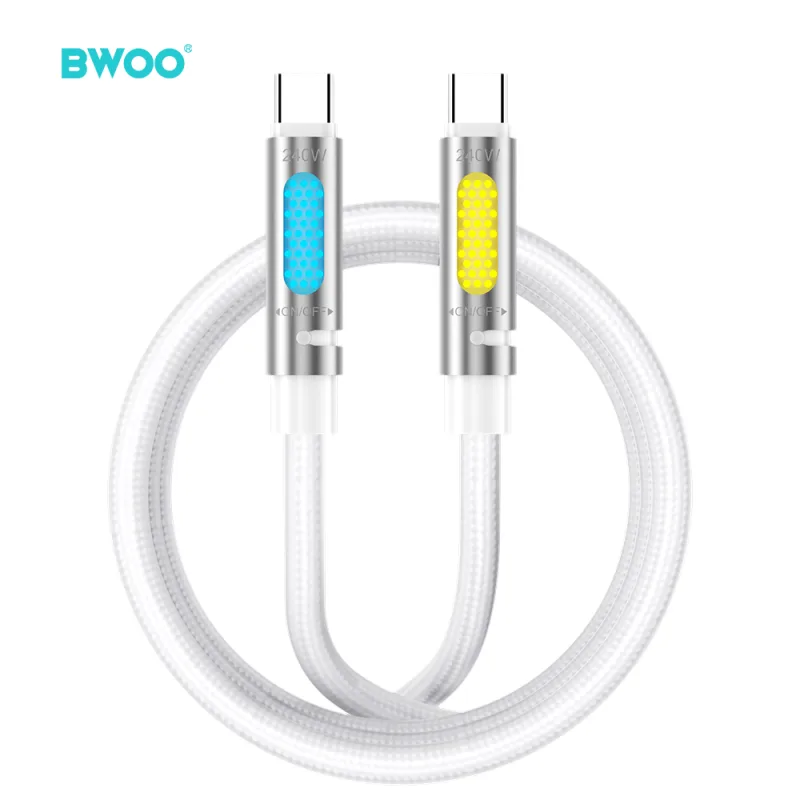 BWOO X325C-C USB-C – USB-C Adat- és Töltőkábel – 240 W PD 3.1 Gyorstöltéssel, RGB Világítással és Aromaterápiás Funkcióval