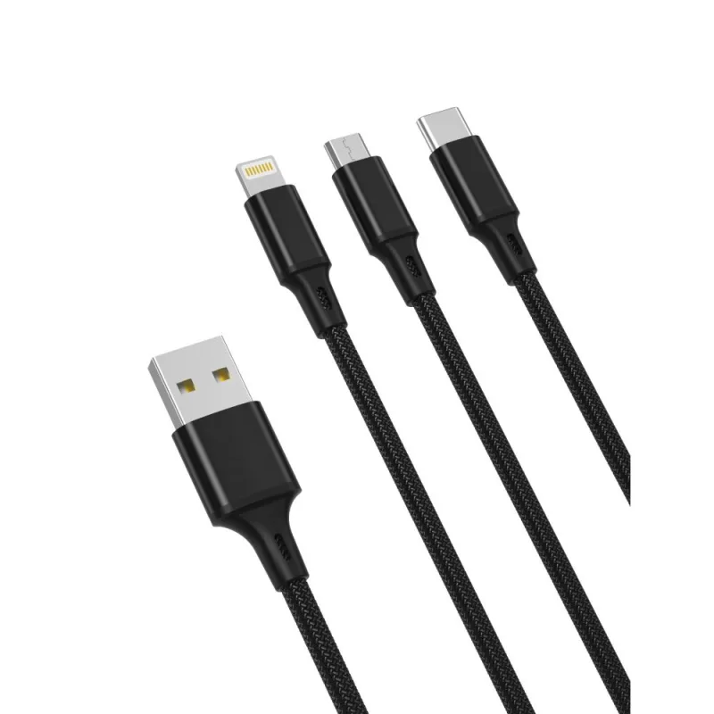 XO NB173 3in1 USB - Lightning + USB-C + microUSB töltőkábel, 1,2m, 2,4A
